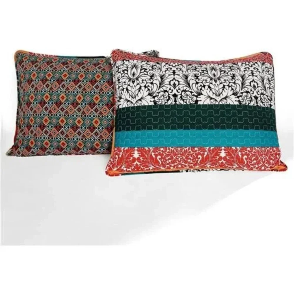 Boho Stripe Quilt Reversible 3 Piece Bohemian Design Bedding Set